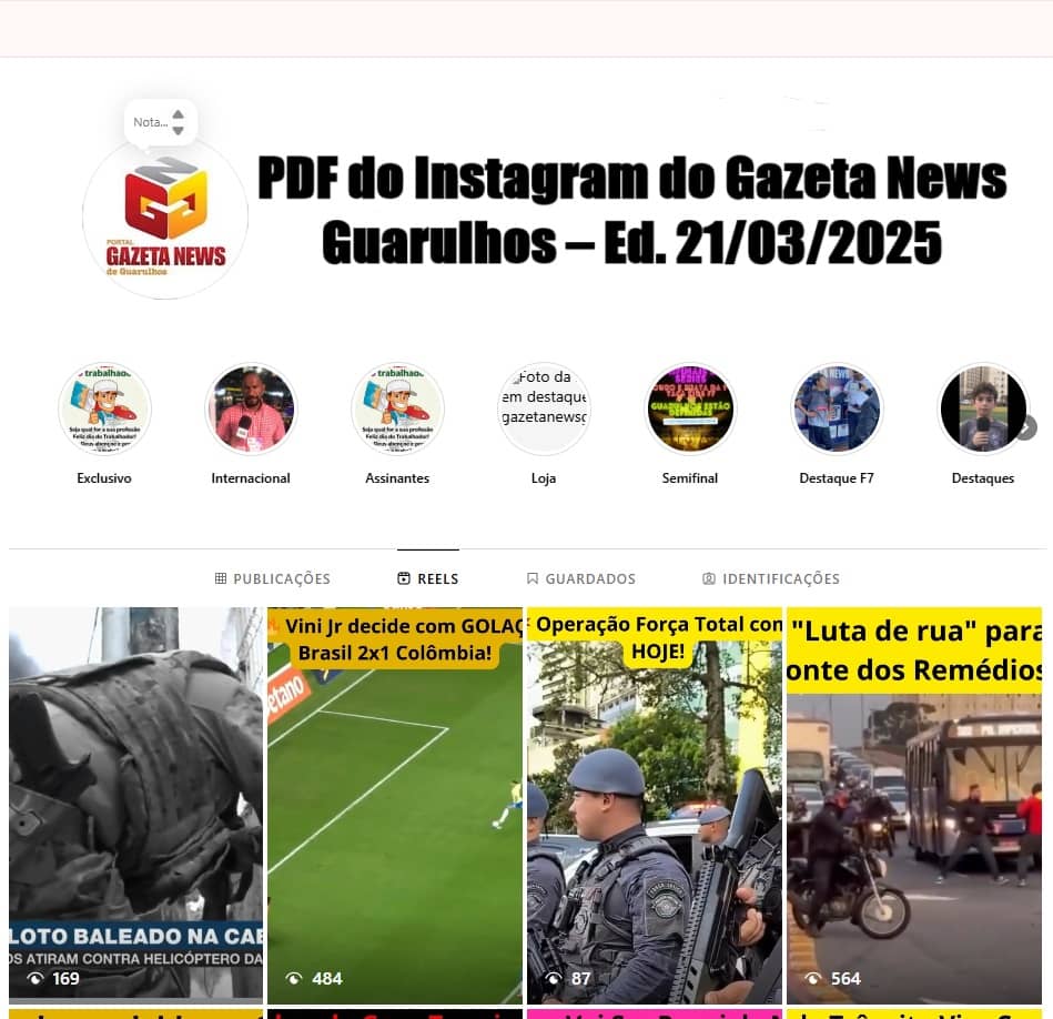 PDF do Instagram do Gazeta News Guarulhos – Ed. 21/03/2025